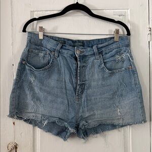 wild fable Light Blue Distressed High-Rise Jean Shorts